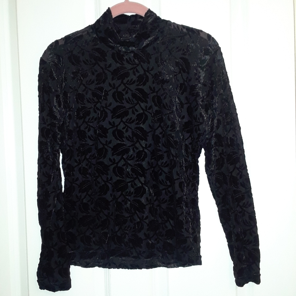 Frazier Lawrence Black burnout velvet top